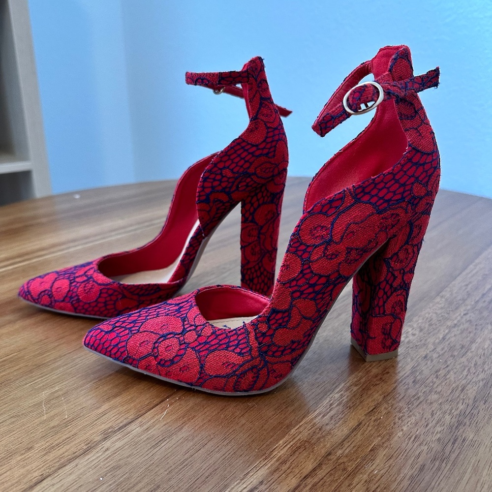 Red and Navy blue Heels
